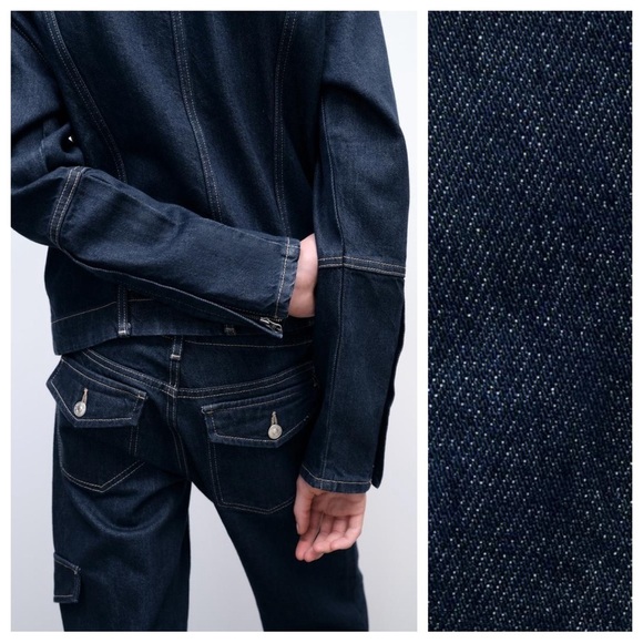 NWT. Zara TRF Dark Indigo Denim Jacket. Size M. - Picture 5 of 12